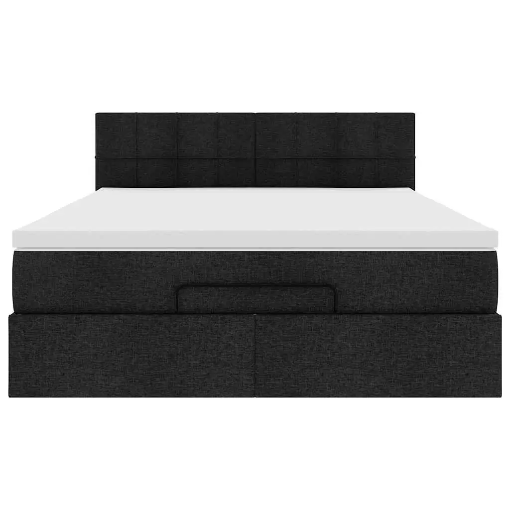 Double Black Fabric Ottoman Bed with Pocket Spring Mattress