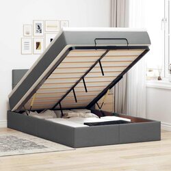 King Single Ottoman Bed with Pocket Spring Mattress in Grey