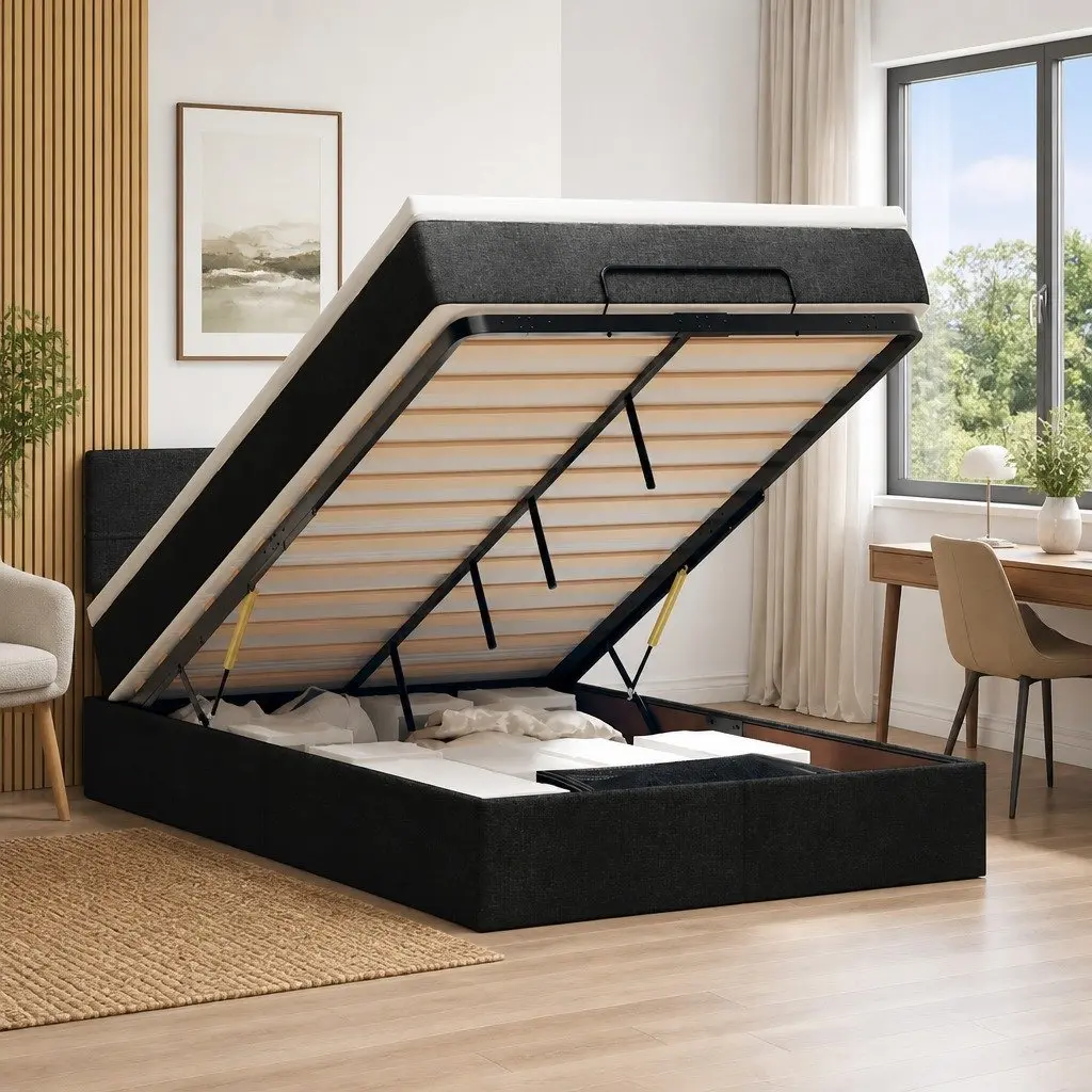 Ottoman Storage Bed with LED Lights and Mattress