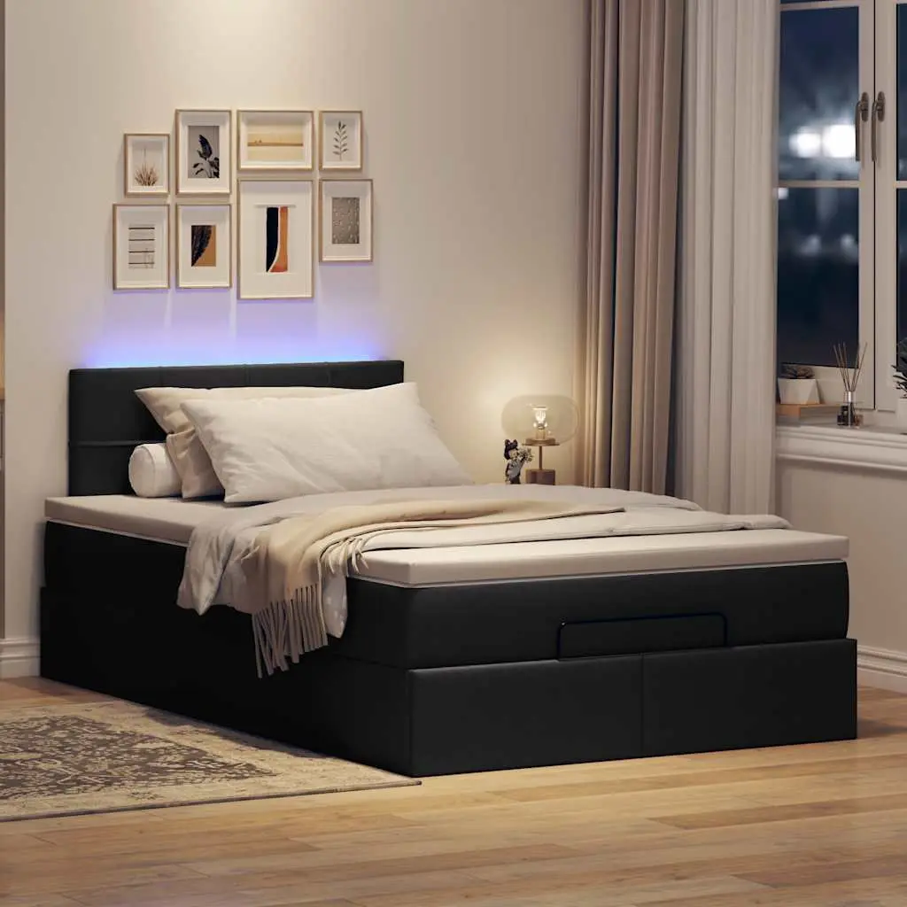 Ottoman Storage Bed with LED Lights and Mattress