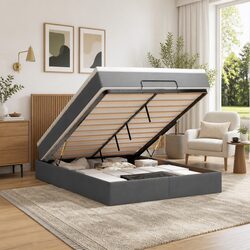 High-Quality Grey Ottoman Bed with Pocket Spring Mattress