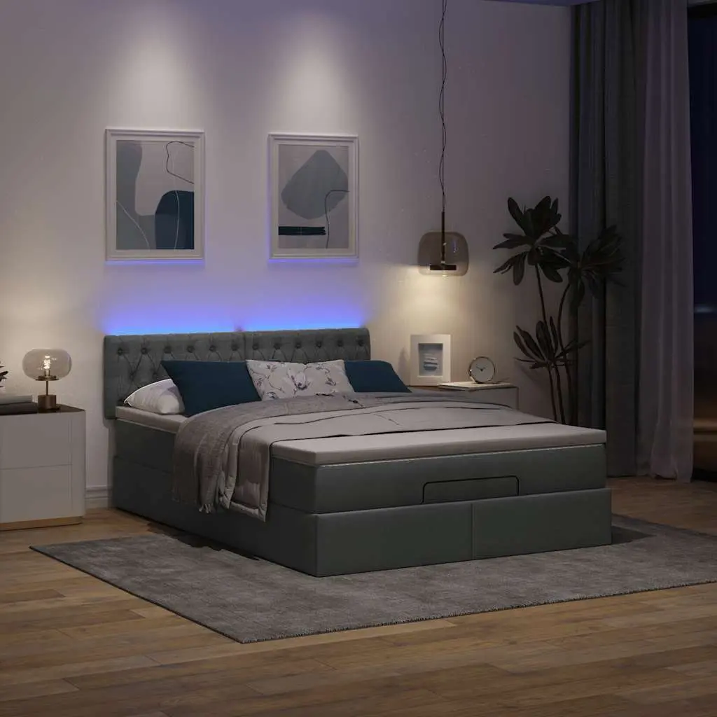 Ottoman Bed Pocket Spring Mattress Queen Size Grey