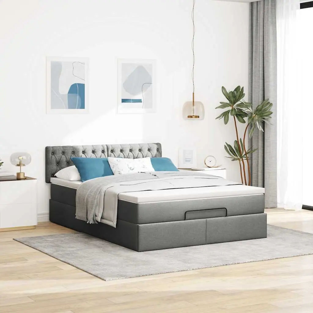 Ottoman Bed Pocket Spring Mattress Queen Size Grey