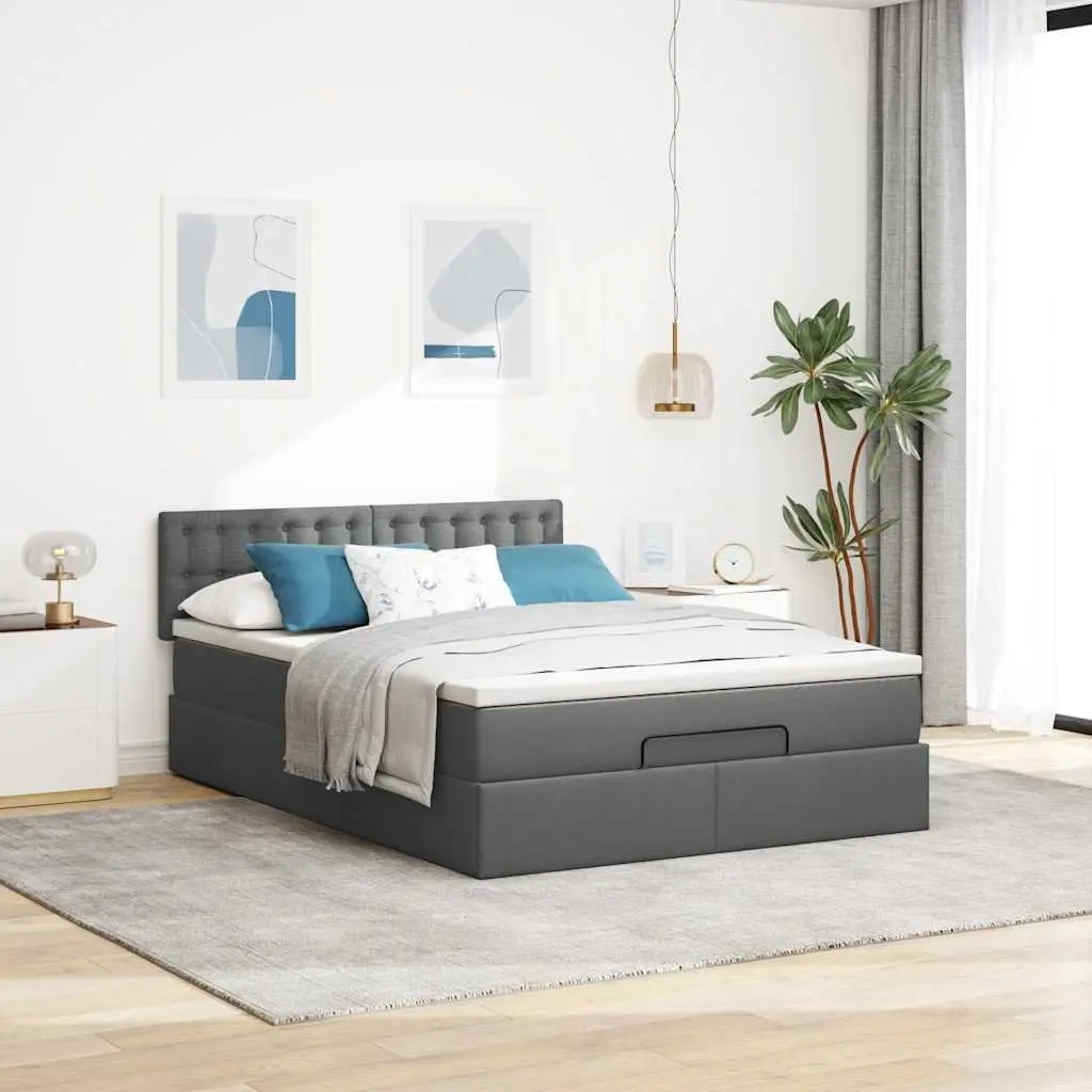 Queen Size Ottoman Bed with Pocket Spring Mattress & LED Lights