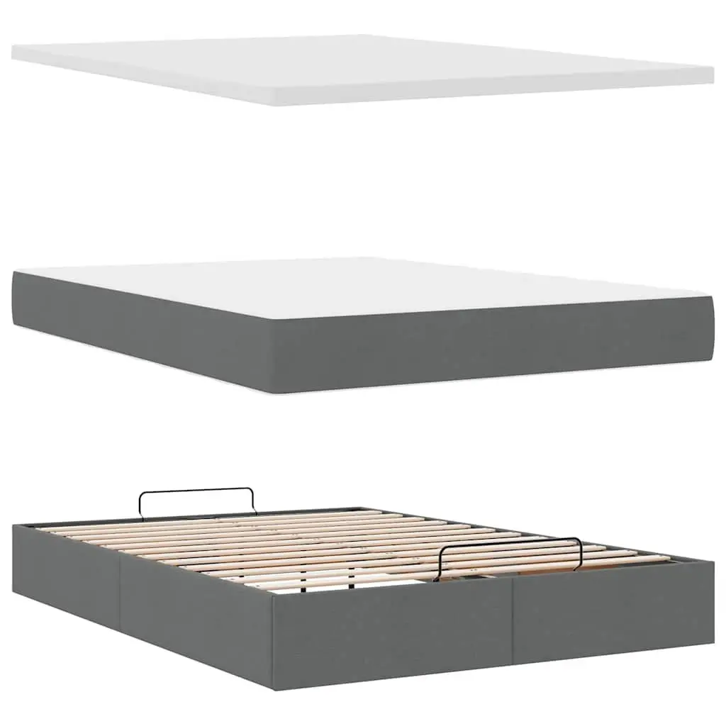 Queen Size Ottoman Bed with Pocket Spring Mattress & LED Lights