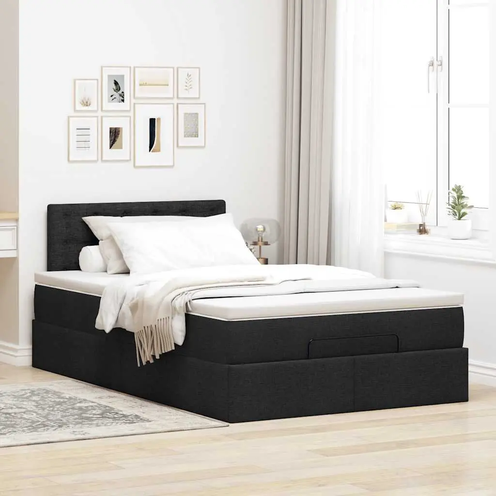 Black Fabric Ottoman Bed with Pocket Spring Mattress