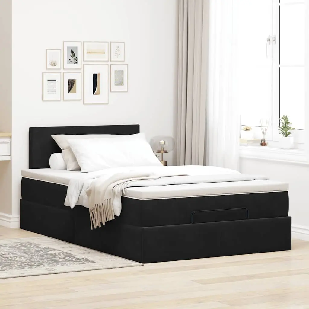 Black King Single Ottoman Bed with Pocket Spring Mattress
