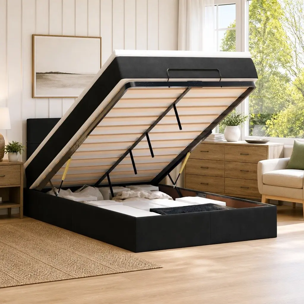King Single Ottoman Bed with Pocket Spring Mattress