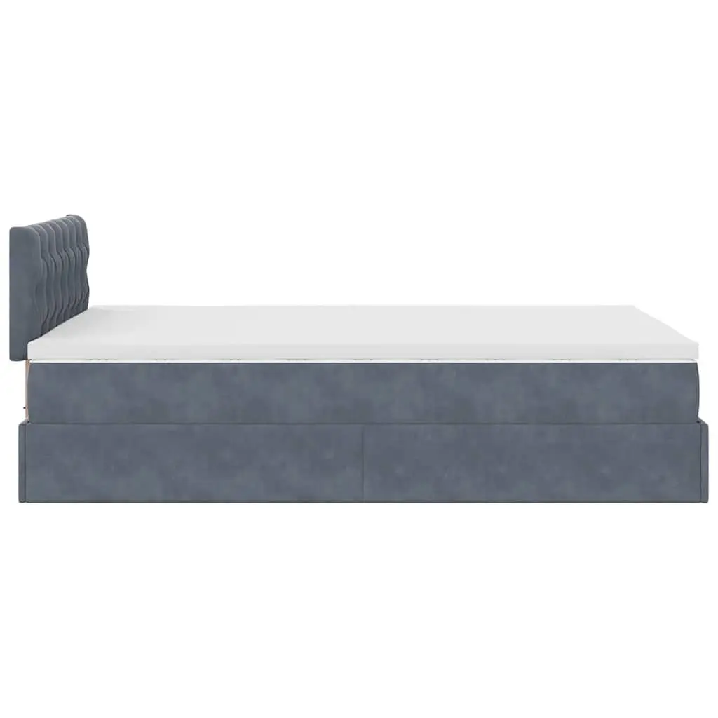 King Single Grey Velvet Ottoman Bed with Pocket Spring Mattress