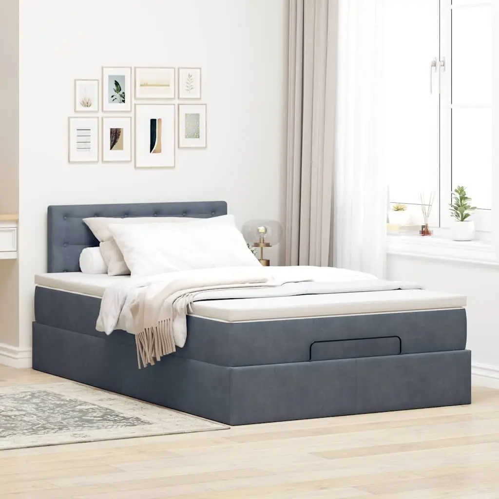 King Single Ottoman Bed with Pocket Spring Mattress in Grey