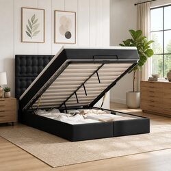 Durable Queen Ottoman Bed Frame with Pocket Spring Mattress