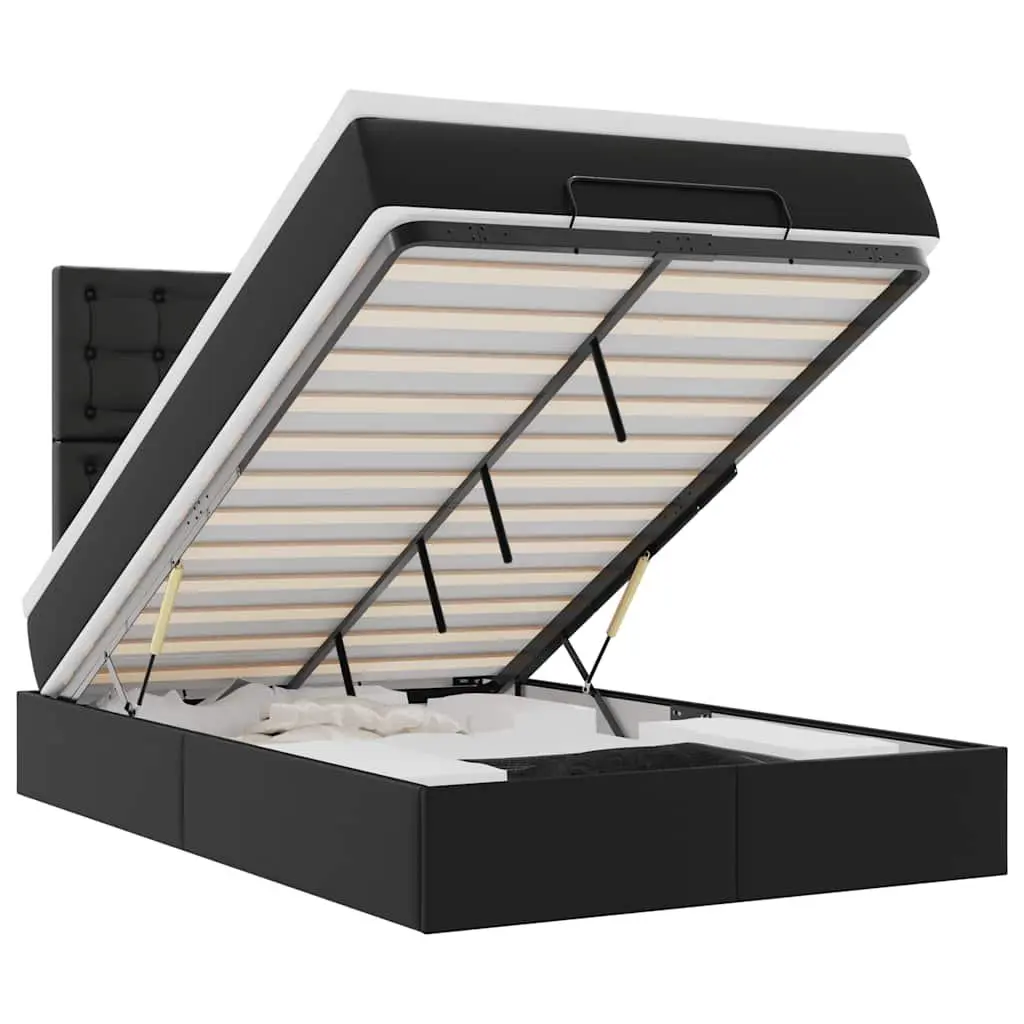 Black Ottoman Bed Frame King Single with Pocket Spring Mattress