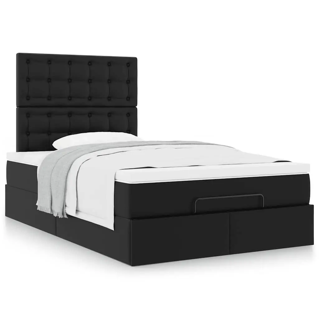 Black Ottoman Bed Frame King Single with Pocket Spring Mattress