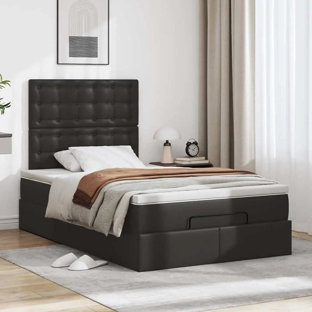 Black Ottoman Bed Frame King Single with Pocket Spring Mattress
