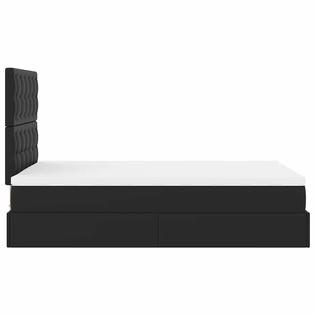 Black Ottoman Bed Frame King Single with Pocket Spring Mattress