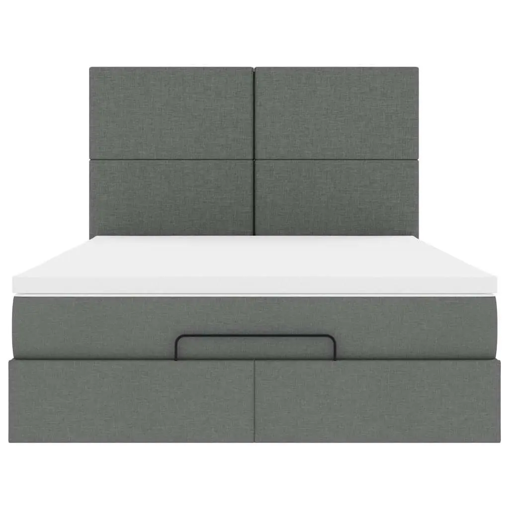 Queen Grey Ottoman Bed with Pocket Spring Mattress