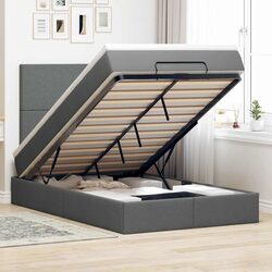 Grey King Single Ottoman Bed with Pocket Spring Mattress
