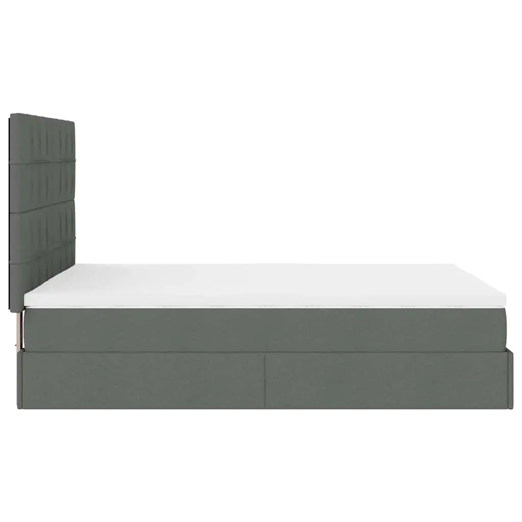 Ottoman Bed Grey Fabric Queen Size with Mattress Pocket Spring Slat Base Storage Lift