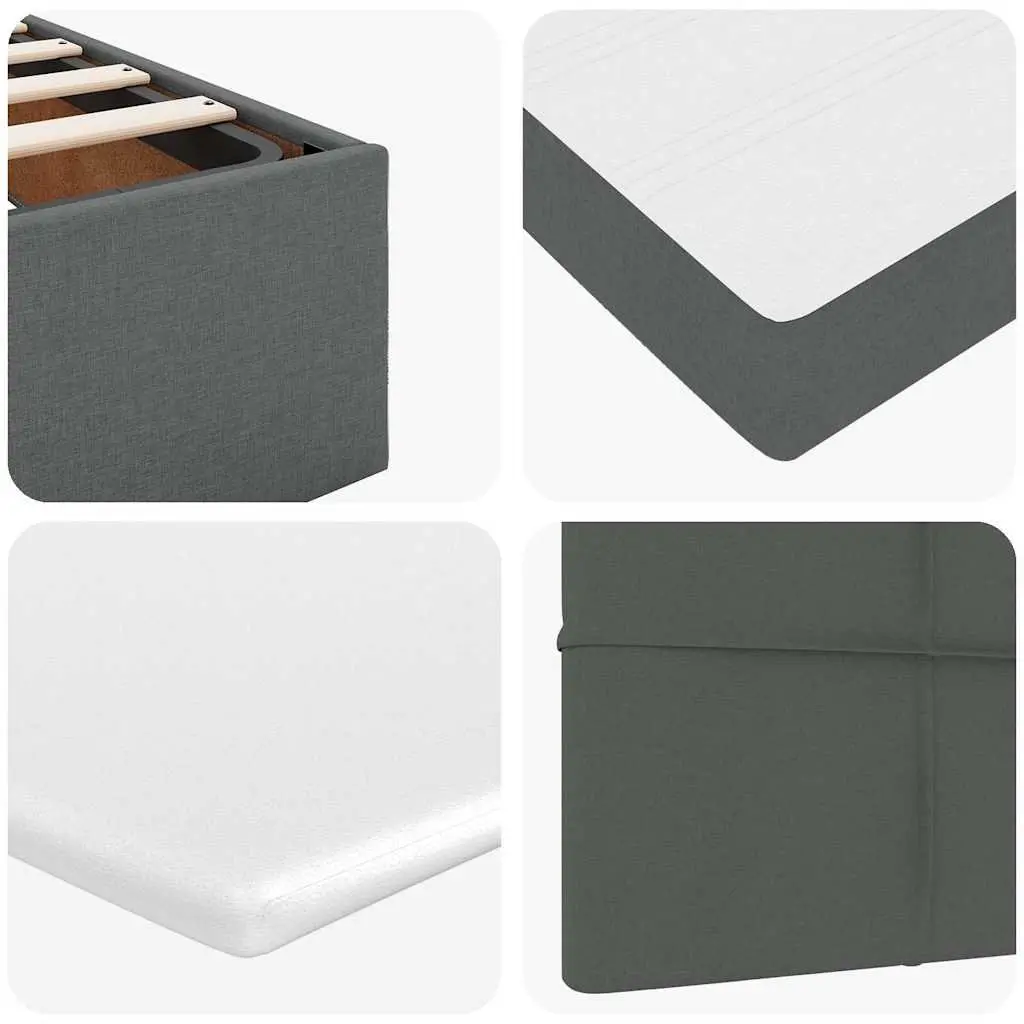 Ottoman Bed Grey Fabric Queen Size with Mattress Pocket Spring Slat Base Storage Lift