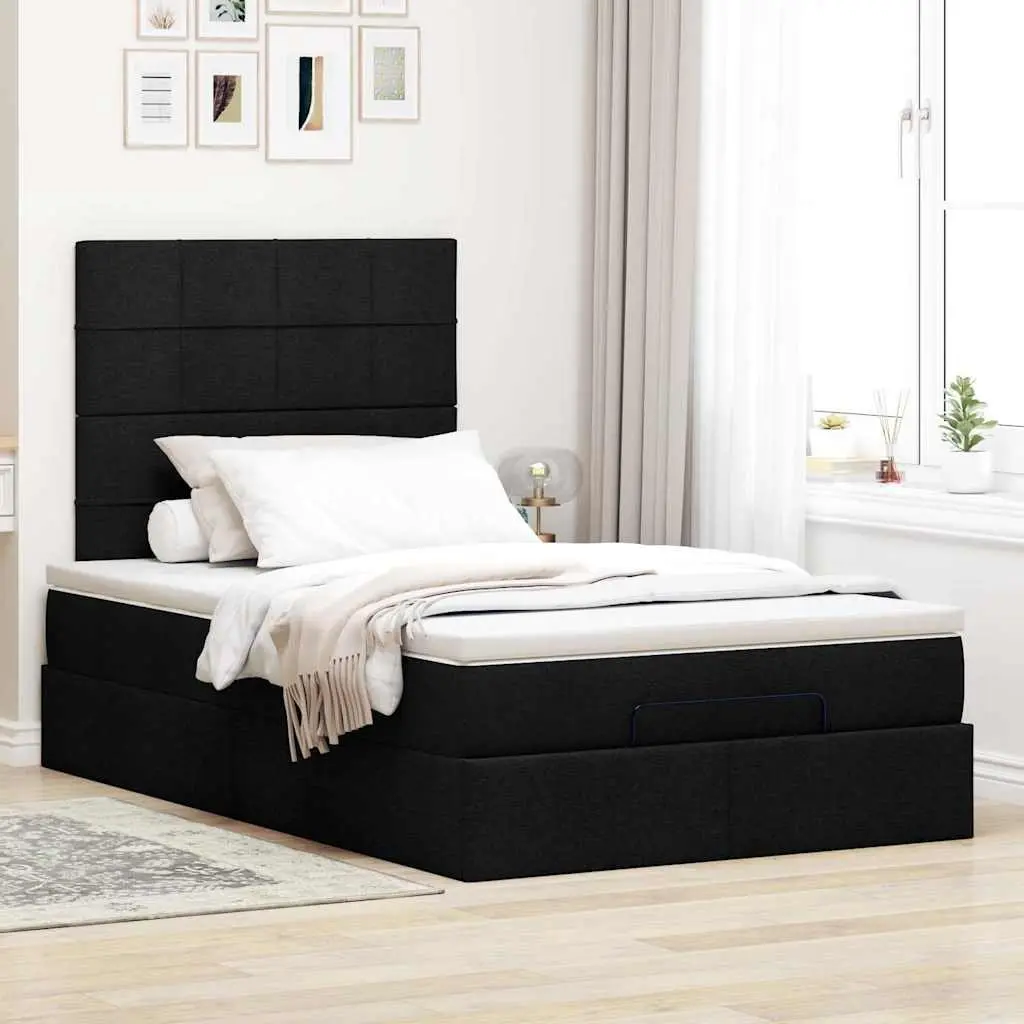 Black Ottoman Bed with Pocket Spring Mattress