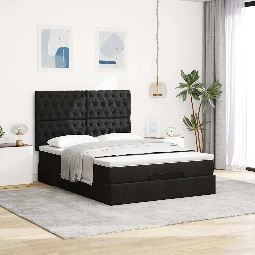 Ottoman Bed with Pocket Spring Mattress in Black