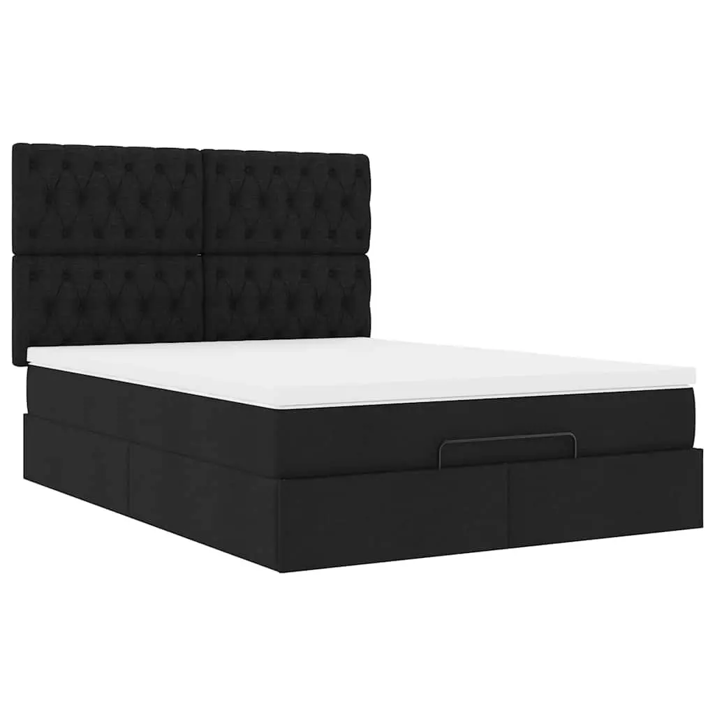 Ottoman Bed with Pocket Spring Mattress in Black