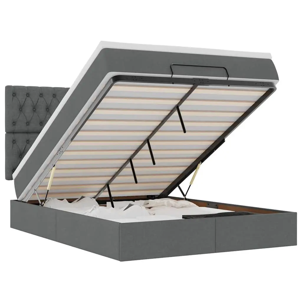 Ottoman Bed with Grey Pocket Spring Mattress for Storage