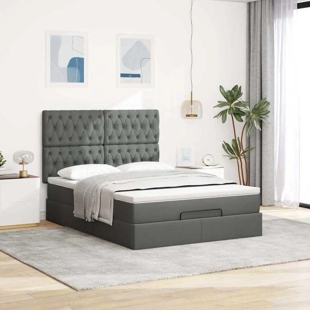 Ottoman Bed with Grey Pocket Spring Mattress for Storage