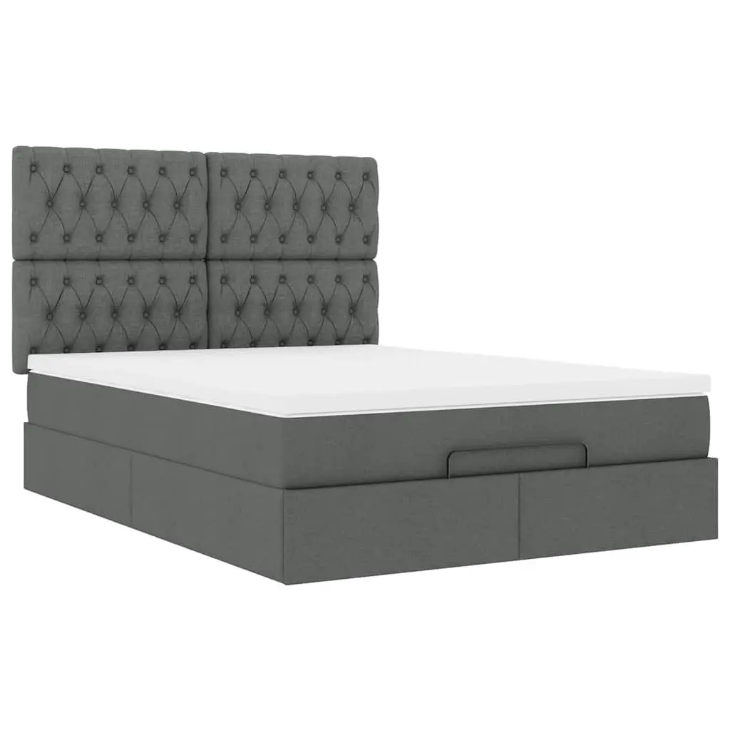 Ottoman Bed with Grey Pocket Spring Mattress for Storage