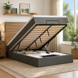King Single Ottoman Bed with Hydraulic Lift and Mattress