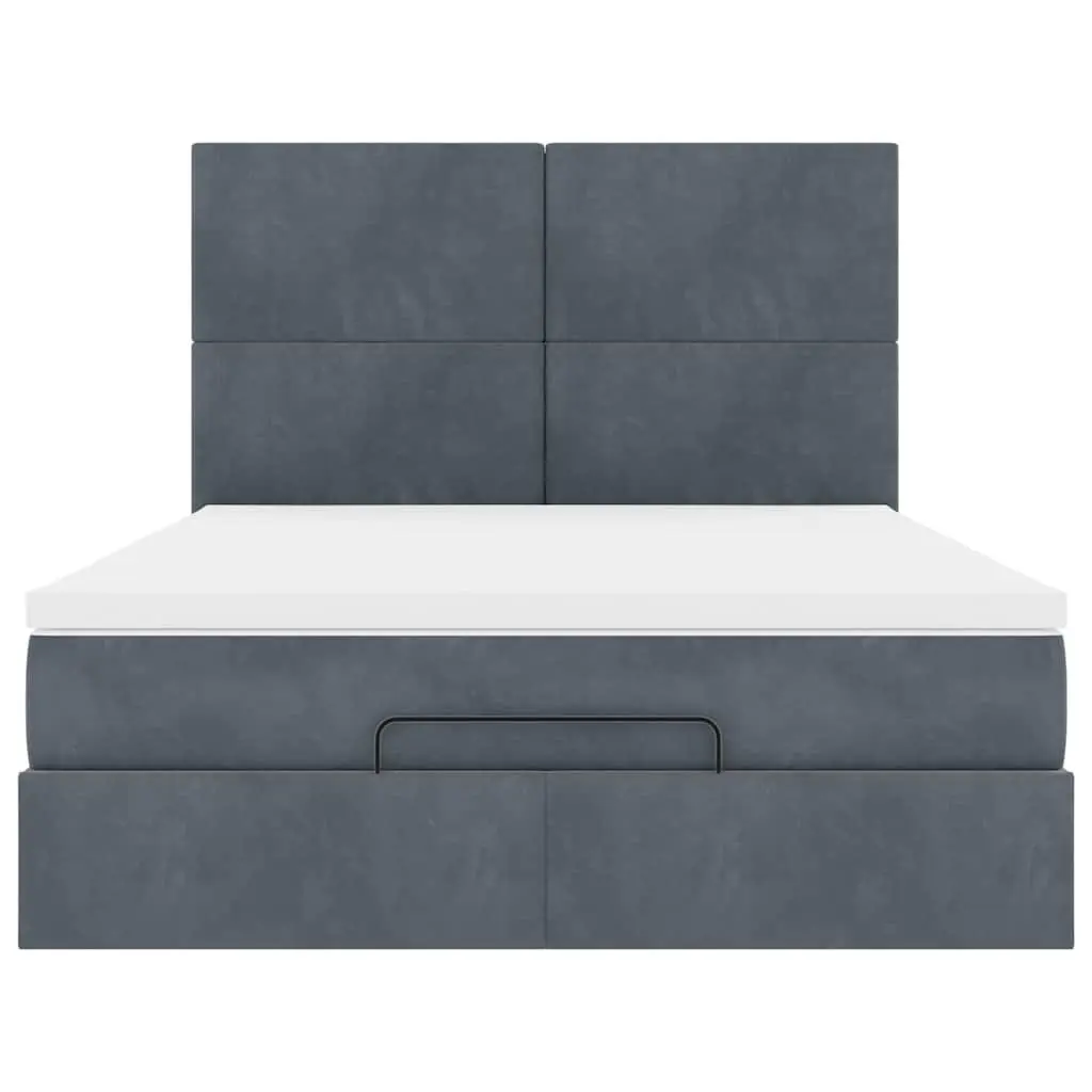 Grey Velvet Ottoman Bed with Mattresses