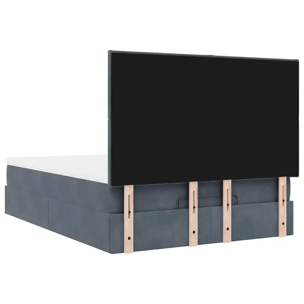 Grey Velvet Ottoman Bed with Mattresses