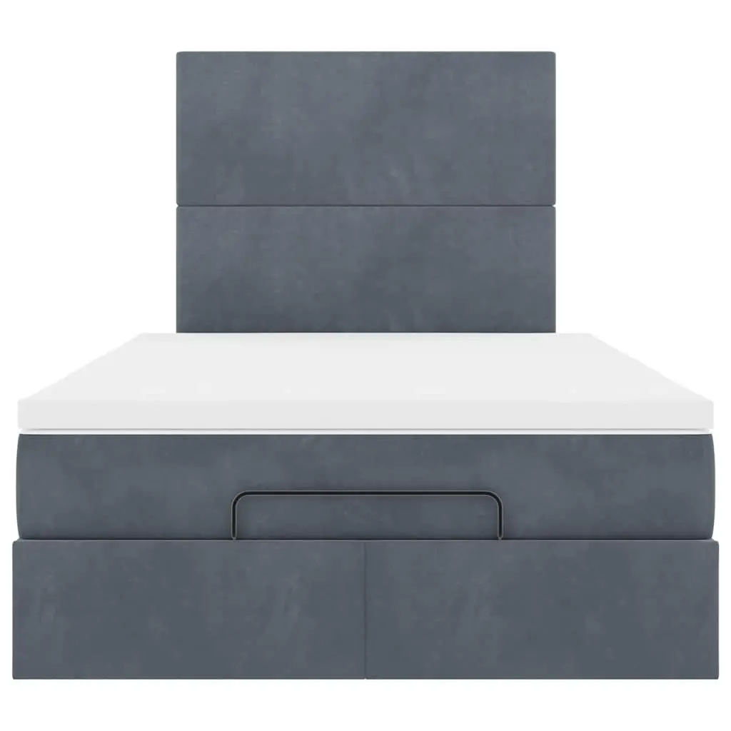 King Single Ottoman Bed with Grey Velvet Upholstery