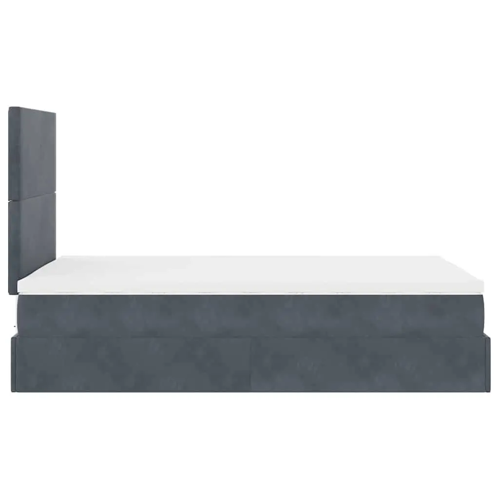 King Single Ottoman Bed with Grey Velvet Upholstery
