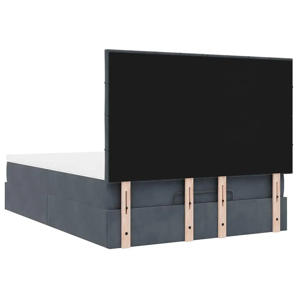 Ottoman Storage Bed Velvet Queen Grey with Pocket Spring Mattress