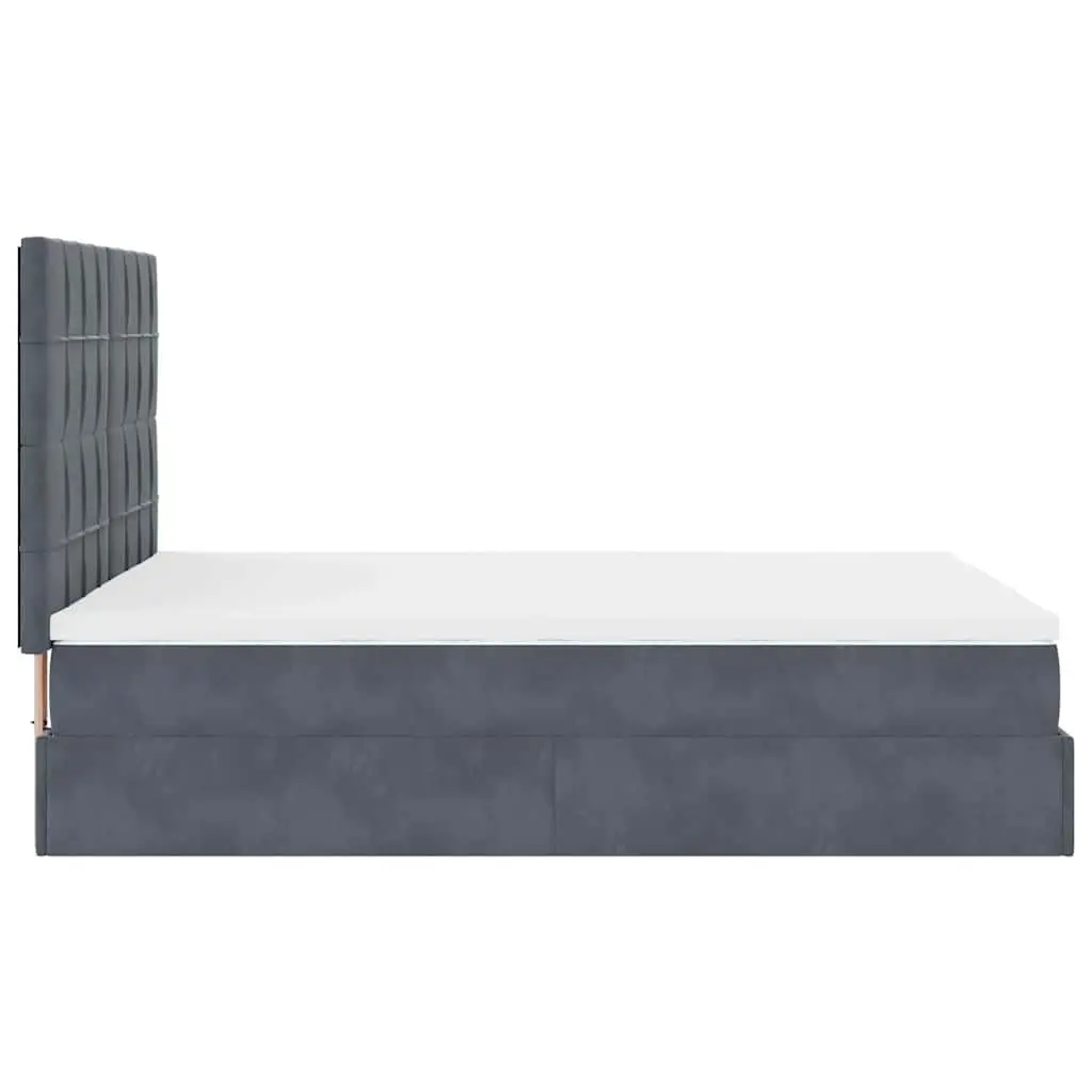 Ottoman Storage Bed Velvet Queen Grey with Pocket Spring Mattress