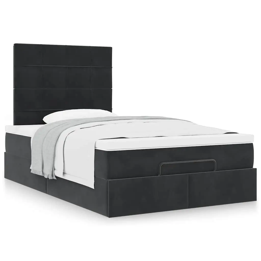 Ottoman Bed Velvet King Single Black Storage Lift Frame