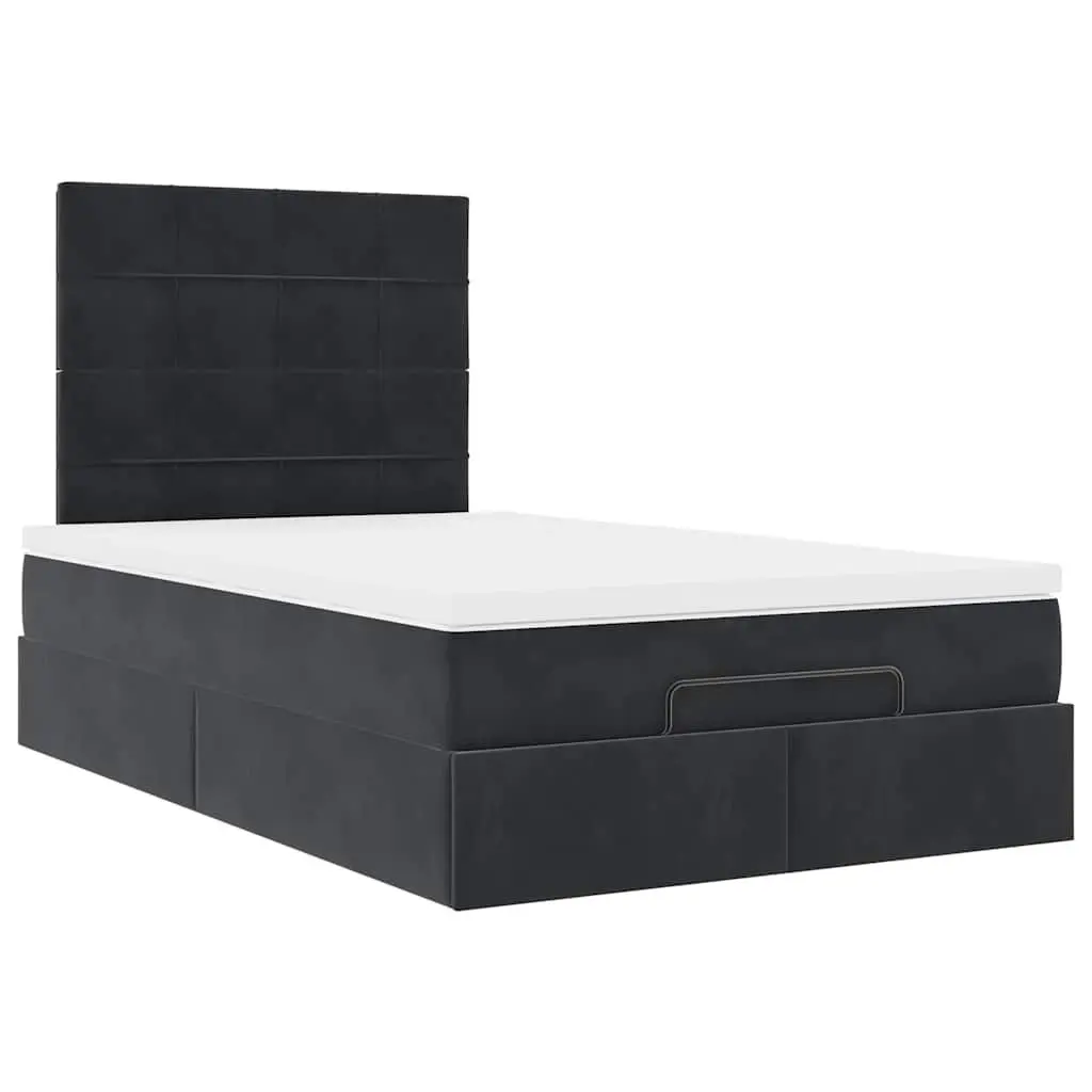 Ottoman Bed Velvet King Single Black Storage Lift Frame