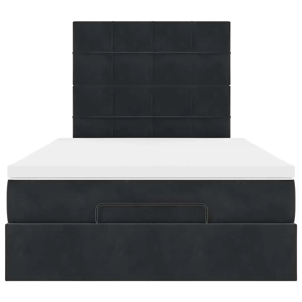 Ottoman Bed Velvet King Single Black Storage Lift Frame
