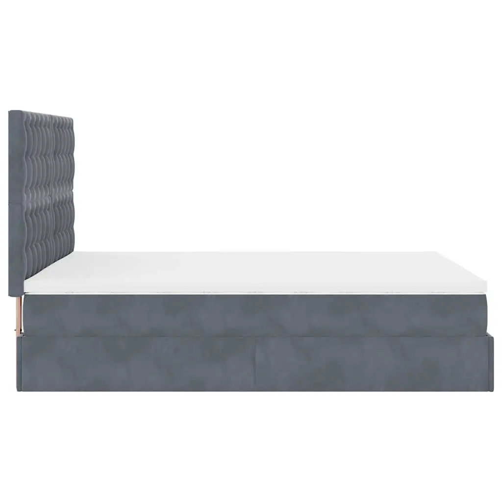 Grey Velvet Ottoman Bed Queen with Pocket Spring Mattress