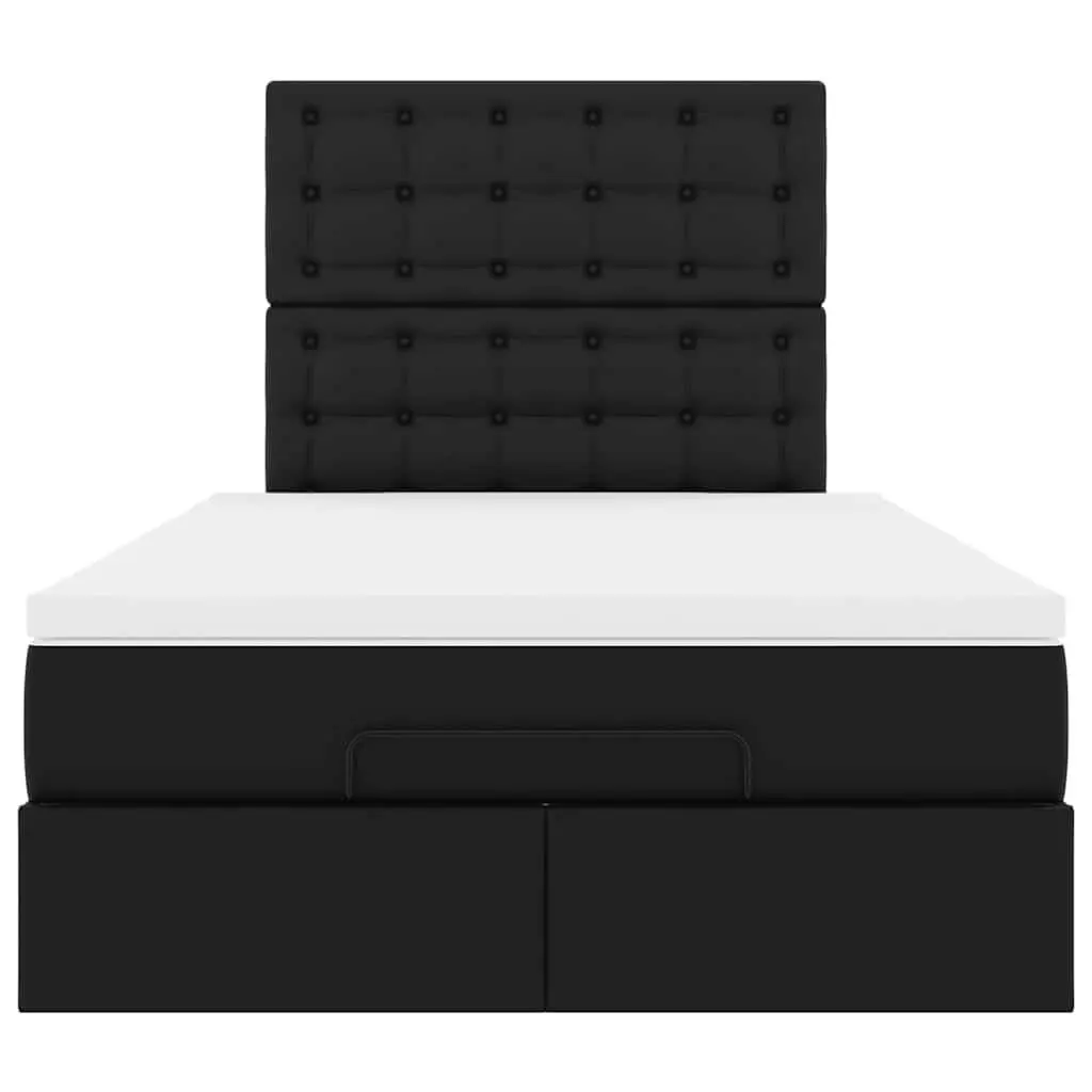 Ottoman Bed King Single Faux Leather Pocket Spring Mattress Black with LED Lights