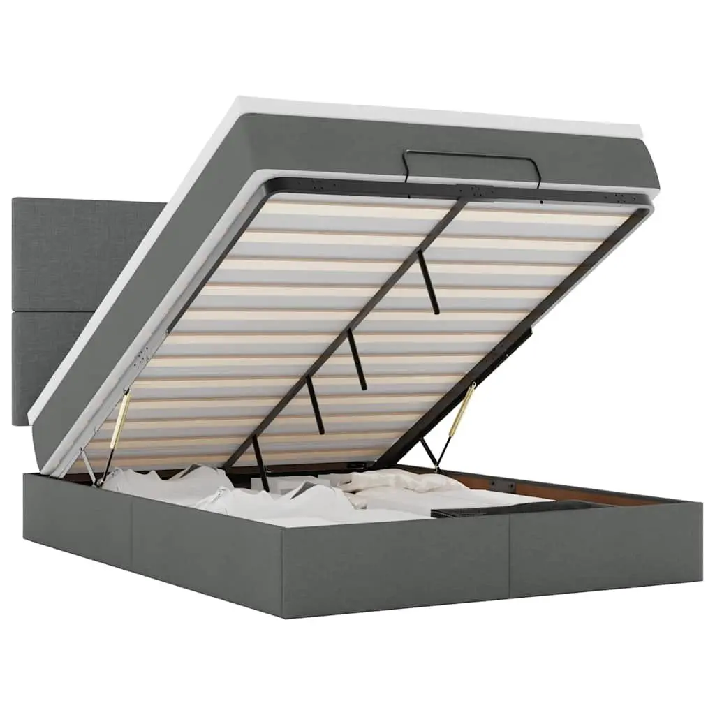 Grey Ottoman Bed with Pocket Spring Mattress