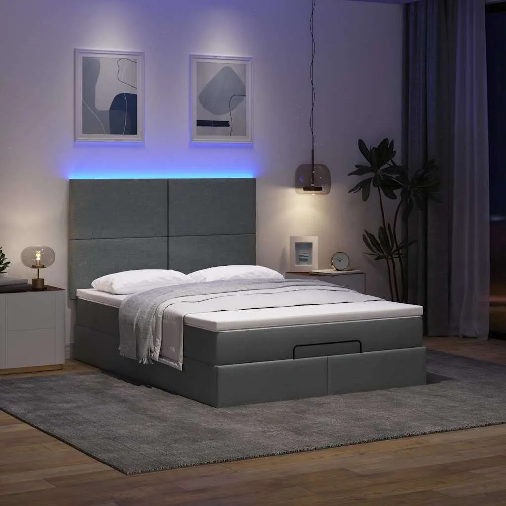Grey Ottoman Bed with Pocket Spring Mattress