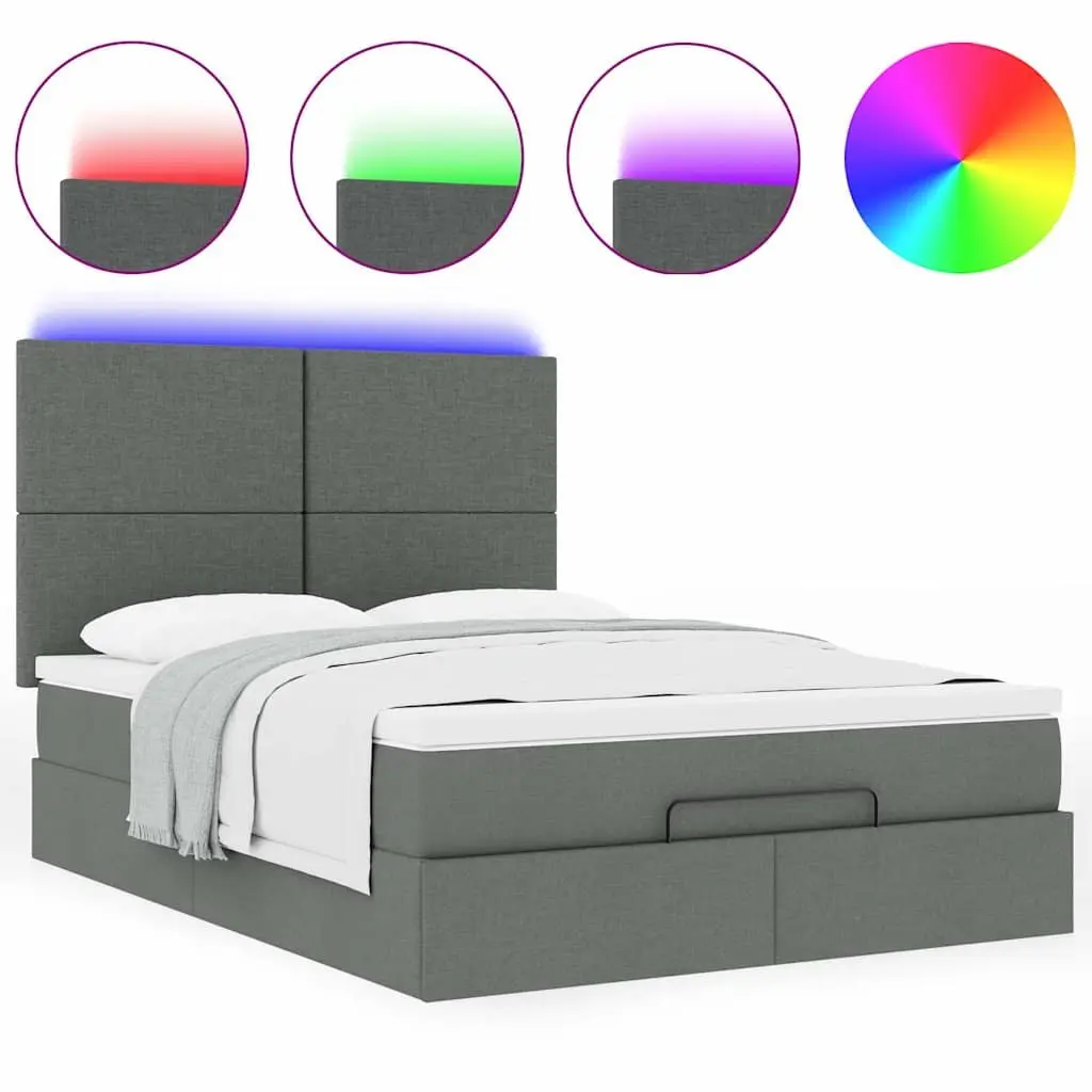 Grey Ottoman Bed with Pocket Spring Mattress