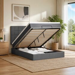 Quality Ottoman Storage Bed with Mattress and LED Lights