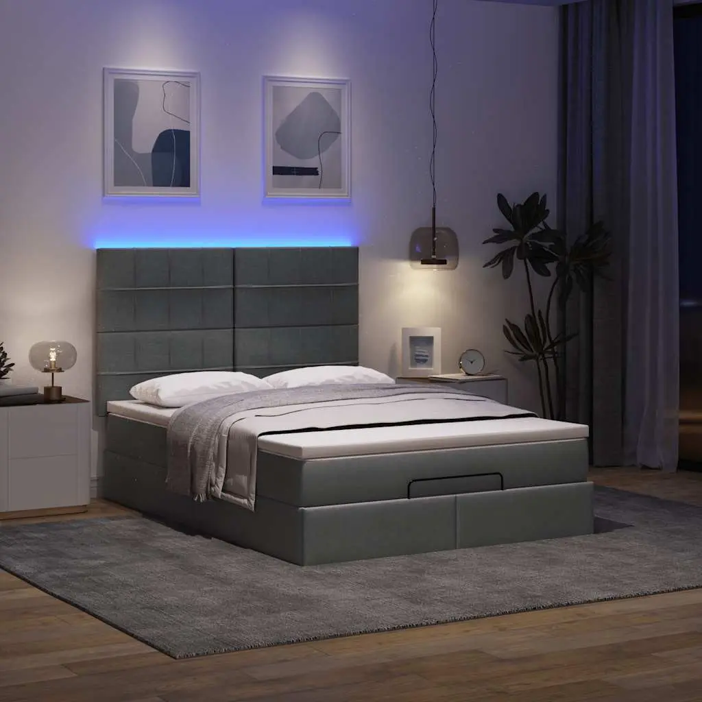 Ottoman Storage Bed with Mattress and LED Lights