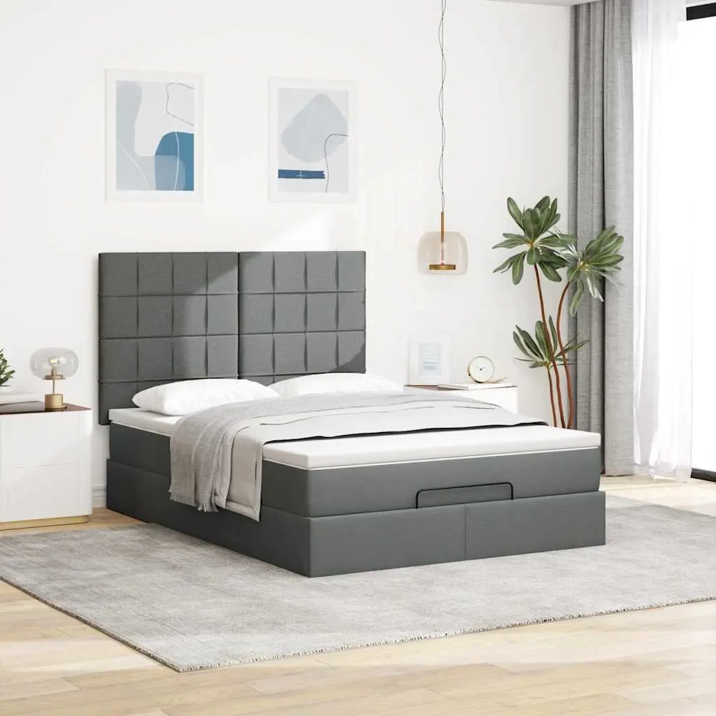 Ottoman Storage Bed with Mattress and LED Lights