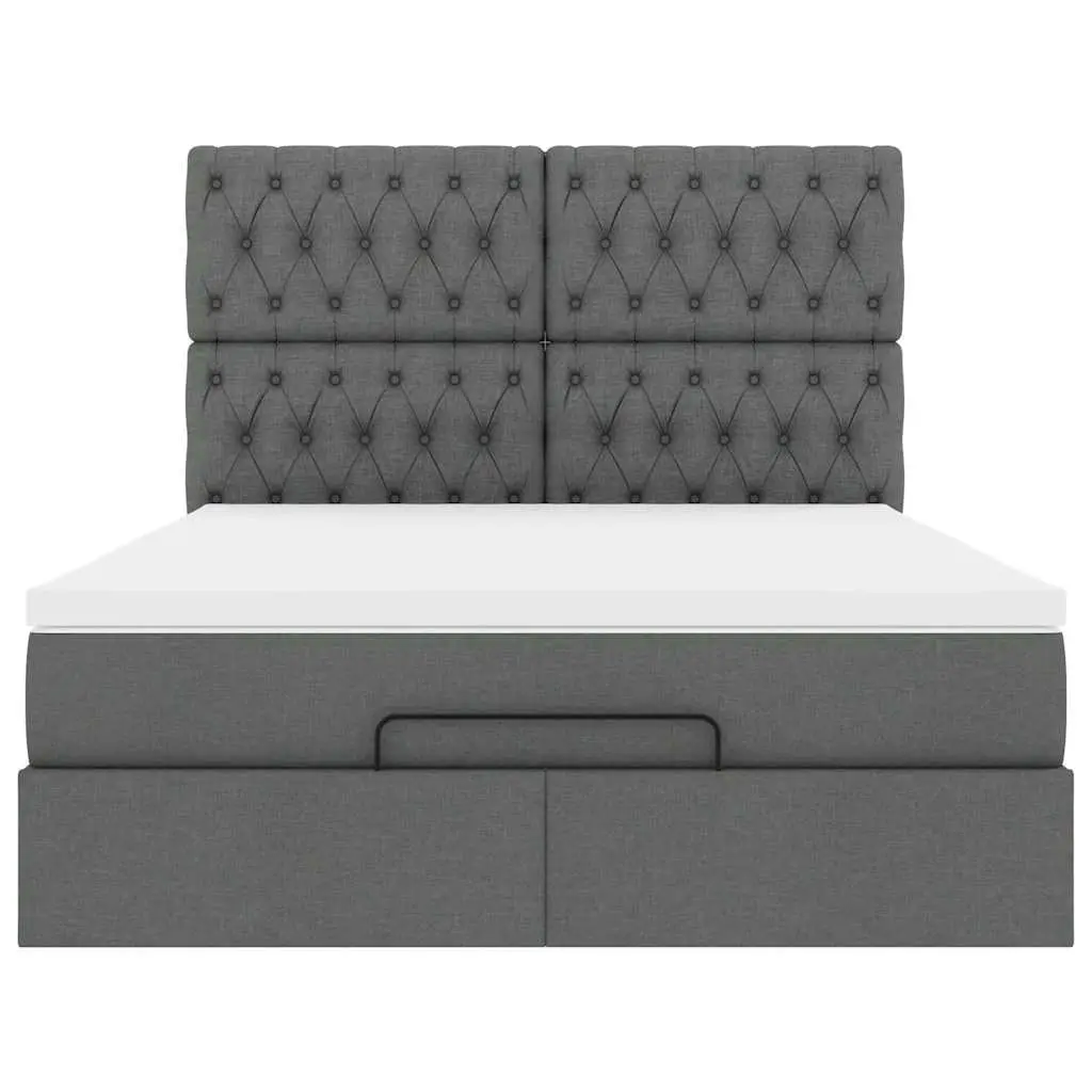 Ottoman Bed Pocket Spring Mattress Hydraulic Lift Storage Queen Grey Polyester Fabric