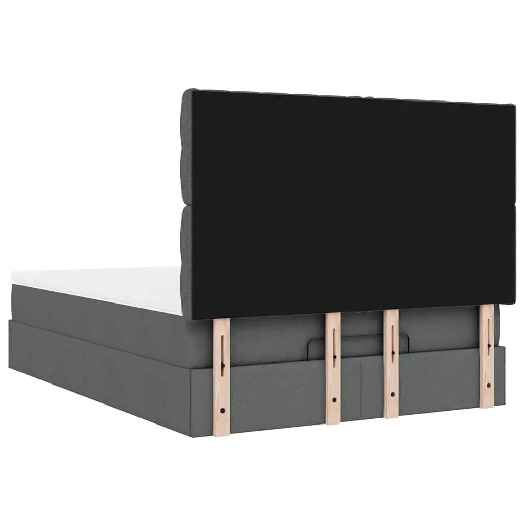 Ottoman Bed Pocket Spring Mattress Hydraulic Lift Storage Queen Grey Polyester Fabric