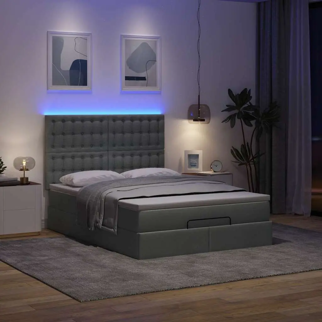 Ottoman Bed with Pocket Spring Mattress and LED Lights